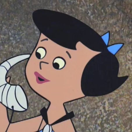 Wilma Flintstone taking a call