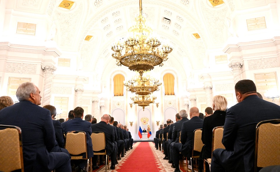 Address by Vladimir Putin during the ceremonial signing of of the accession of the four regions and republics to the Russian Federation. -Grigoriy Sisoev:RIA Novosti
