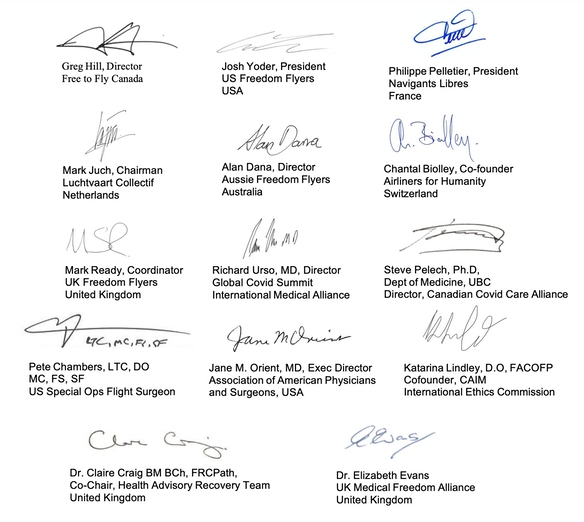 FAA letter signatories