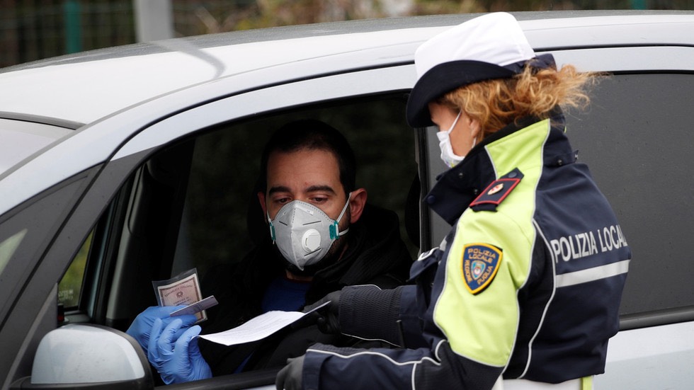 Pandemic check outside Molfetta, Italy on Mar. 25, 2020 -Alessandro Garofalo Reuters